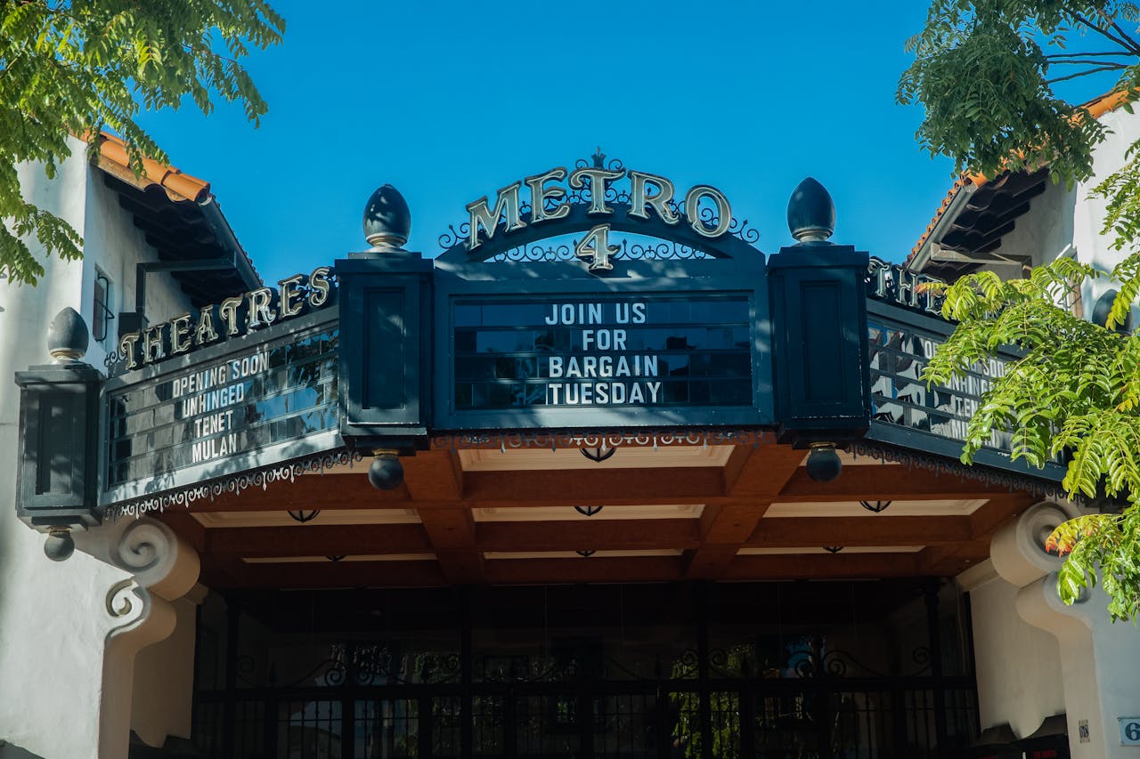 Metro 4 Theatre in Santa Barbara with classic marquee sign in daylight.